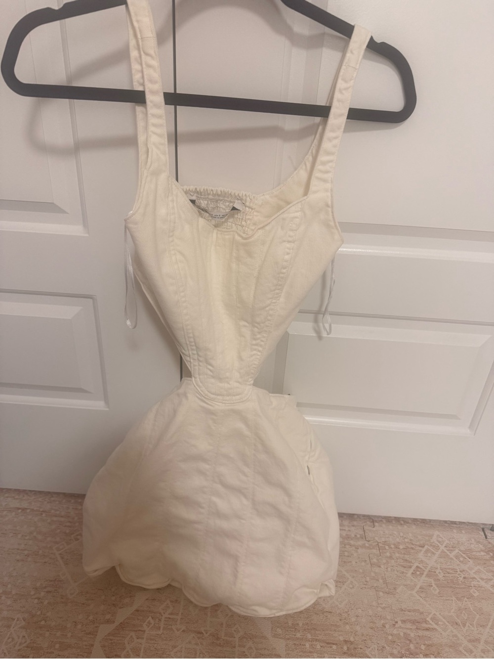 Zara Cream Cutout Mini Dress with Sculpted Seams